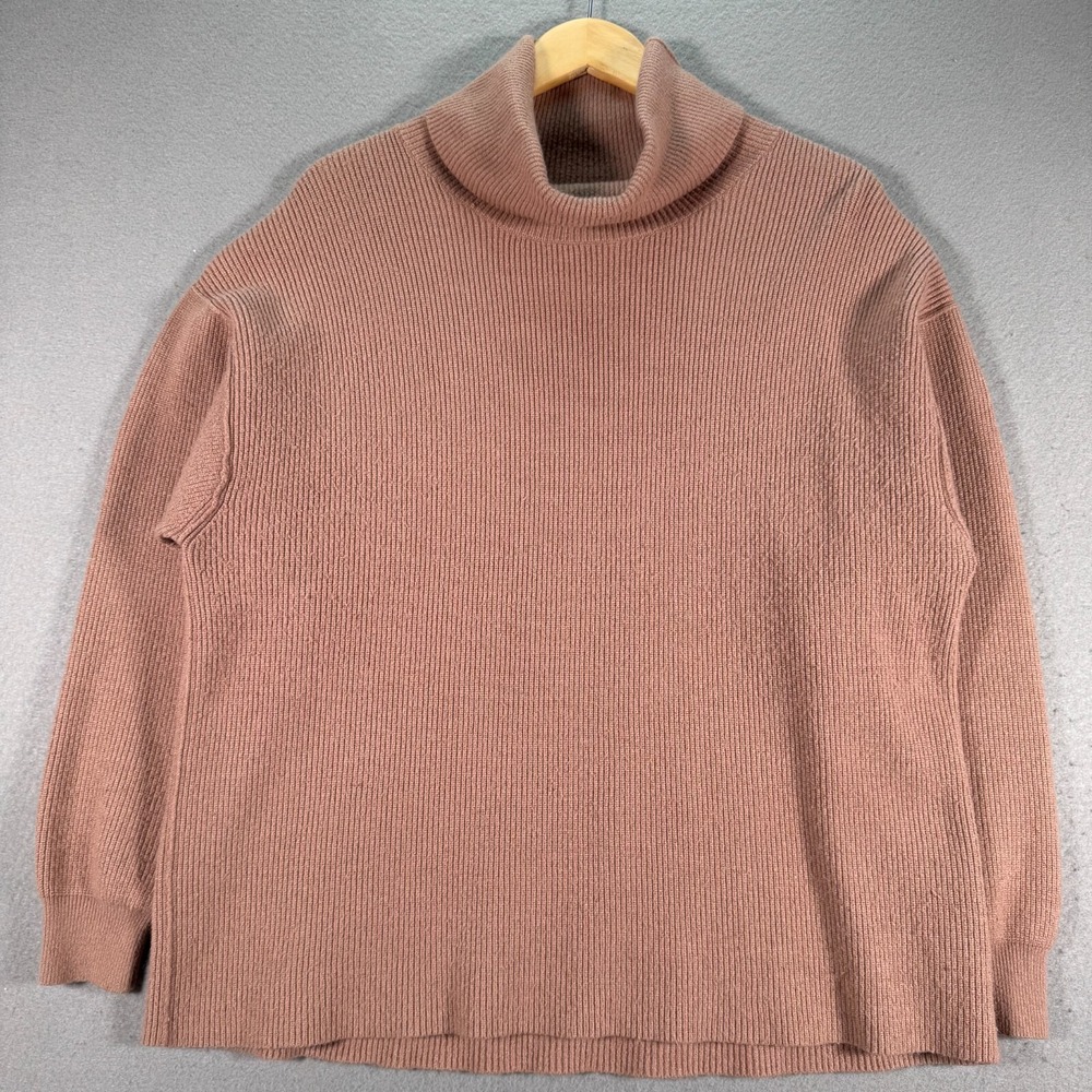 Free People Knit Sweater Womens Small Gray Brown Turtleneck Oversized Comfort